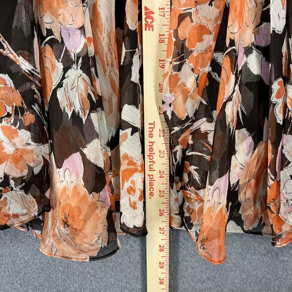 Lauren Ralph Lauren 2 Piece Set Womens 14 Brown Floral Chiffon Ruffle Skirt L - Picture 16 of 16